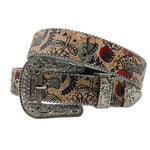 Flower Diamond Wide Buckle Belt For Women men Vintage Rhinestone Belt