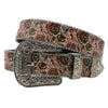 Flower Diamond Wide Buckle Belt For Women men Vintage Rhinestone Belt