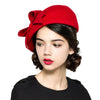 Elegant Wool Felt Beret Cap Ladies Pillbox Vintage Hat with Bow