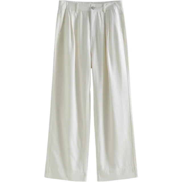 Retro Loose Straight White Jeans for Women Spring High Waist Trouser