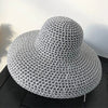Vintage Patchwork Straw Wide Brim Sun Summer Hat Breathable Beach Cap 