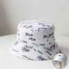 Double Sided Wide Brim Bucket Hat Graffiti Lettered Outdoor Unisex Cap