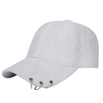 Plain Suede Baseball Cap with Iron Ring Adjustable Peaked Snapback Hat