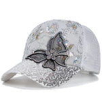 Sequins Flower Butterfly Adjustable Streetwear Summer Mesh Trucker Hat