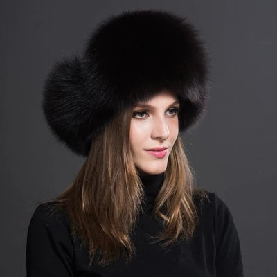 Women Natural Fur Caps Ushanka Hats for Winter Thick Warm Ears