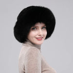 Soft Genuine Fur Hats Women Winter Knitted Bomber Hat Natural Fur