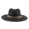 Summer Fedora with Chain Belt Sun Straw Panama Outdoor Beach Hat