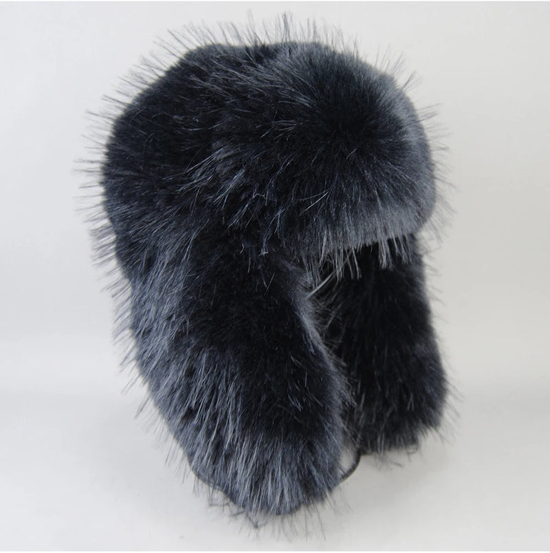 Unisex Winter Earflap Cap High-end Luxury Fur Warm Ear Cap Hat