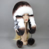 Warm Luxury Natural Fox Fur Hat Fashion Fluffy Rex Rabbit Fur Cap