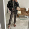 Y2k Spring Autumn Print Leopard Woman Jeans Oversize Wide Leg Pants