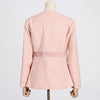 V-Neck Tie Front Blazer and Pants Outfit Office Elegant Two Piece Set-Wear To Work Sets-Arimonz-Arimonz