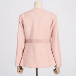 V-Neck Tie Front Blazer and Pants Outfit Office Elegant Two Piece Set-Wear To Work Sets-Arimonz-Arimonz