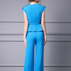 V Neck Top and Pants Set Elegant Runway Fashion Trousers Suit Set-Wear To Work Sets-Arimonz-Arimonz