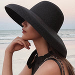 Vintage Audrey Hepburn Straw Big Brim Bell-shaped Summer Sun Hat-Summer Hats-Arimonz-Arimonz