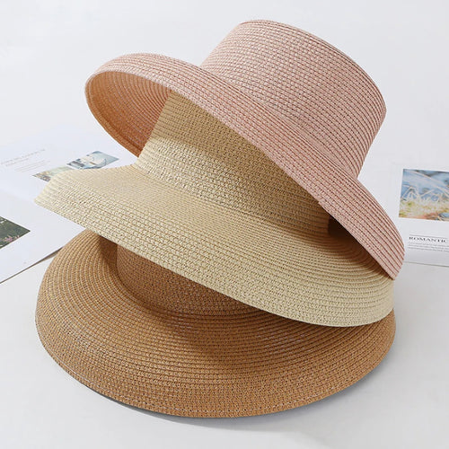 Vintage Audrey Hepburn Straw Big Brim Bell-shaped Summer Sun Hat-Summer Hats-Arimonz-Arimonz