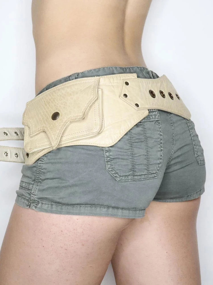 Vintage Big Pockets Pu Leather Belt Y2K Trouser Decorative Waistband-Belts-Arimonz-Arimonz