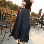 Vintage Denim Long Skirts High Waist Midi Skirt Loose A-Line Skirt-Denim Skirts-Arimonz-Arimonz