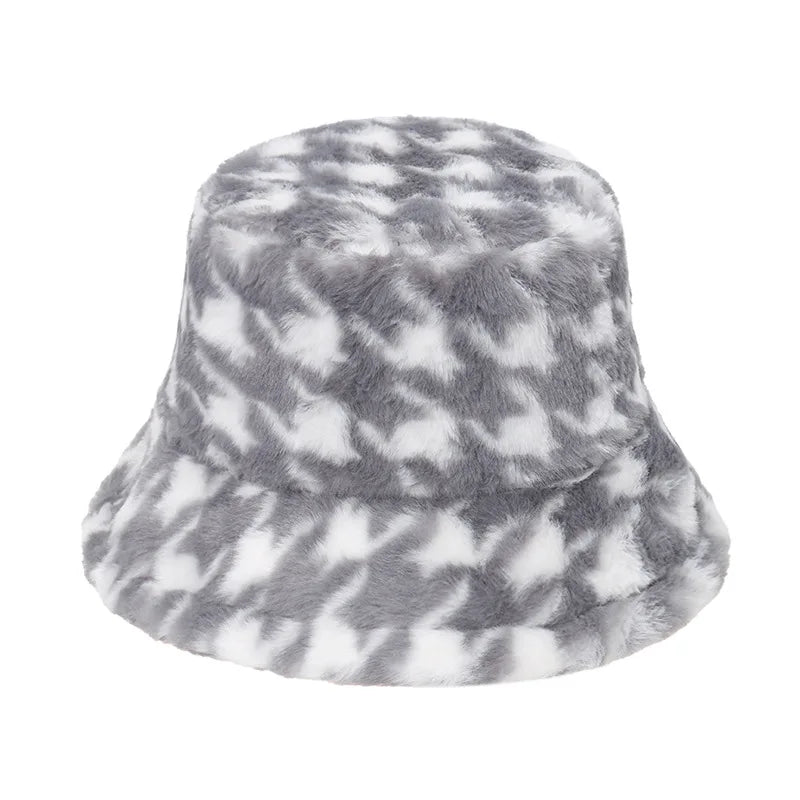 Vintage Faux Fur Bucket Hat Stylish Women’s Hat in Various Designs-Bucket Hats-Arimonz-Bir 3-One Size 22in-Arimonz