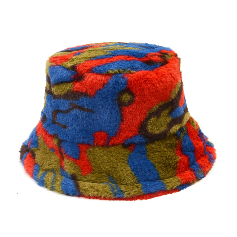 Vintage Faux Fur Bucket Hat Stylish Women’s Hat in Various Designs-Bucket Hats-Arimonz-Col 1-One Size 22in-Arimonz