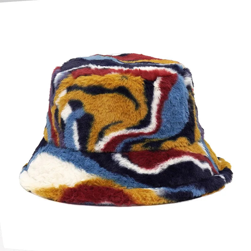 Vintage Faux Fur Bucket Hat Stylish Women’s Hat in Various Designs-Bucket Hats-Arimonz-Col 2-One Size 22in-Arimonz