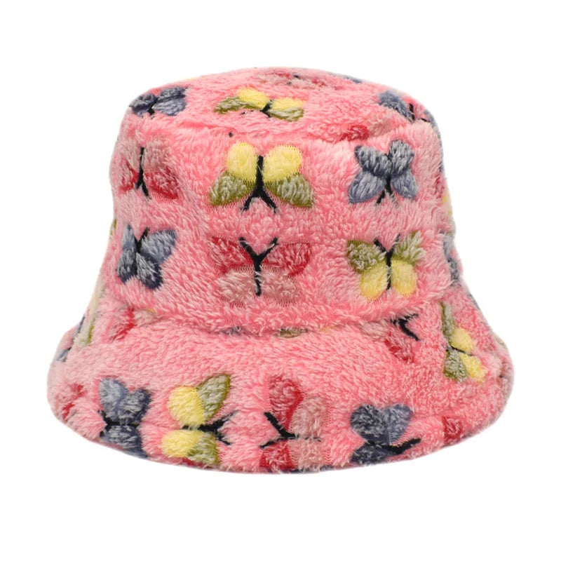 Vintage Faux Fur Bucket Hat Stylish Women’s Hat in Various Designs-Bucket Hats-Arimonz-Fly 2-One Size 22in-Arimonz