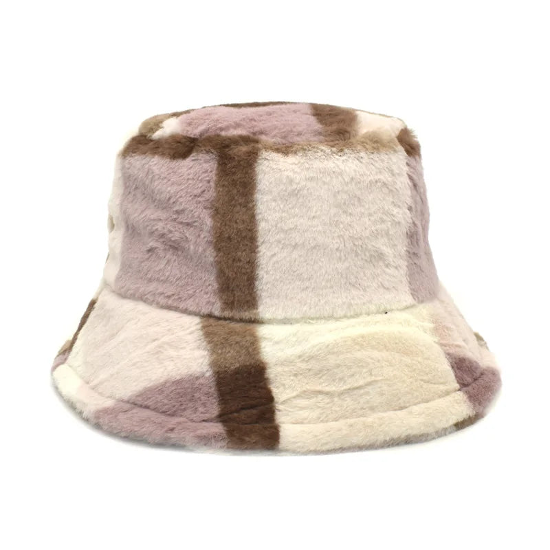 Vintage Faux Fur Bucket Hat Stylish Women’s Hat in Various Designs-Bucket Hats-Arimonz-Gezi 1-One Size 22in-Arimonz