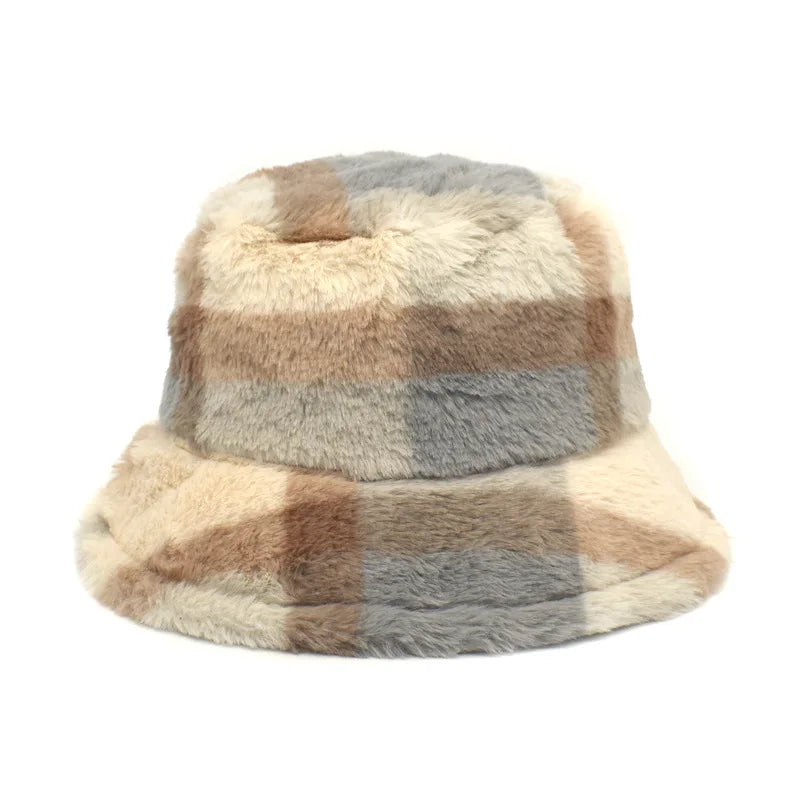 Vintage Faux Fur Bucket Hat Stylish Women’s Hat in Various Designs-Bucket Hats-Arimonz-Gezi 2-One Size 22in-Arimonz