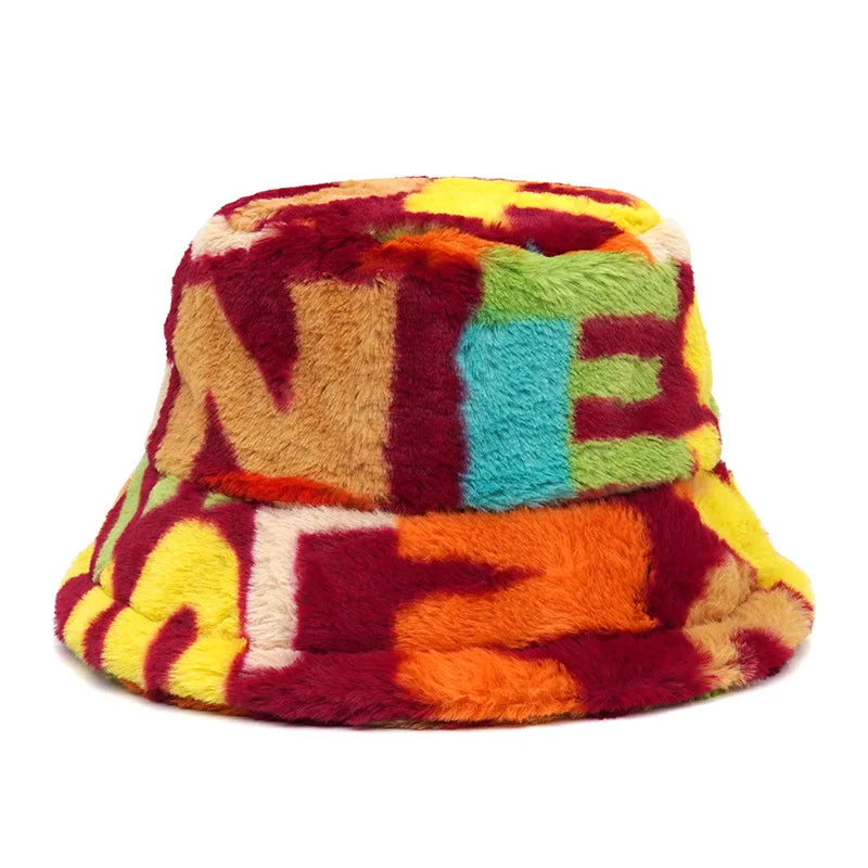 Vintage Faux Fur Bucket Hat Stylish Women’s Hat in Various Designs-Bucket Hats-Arimonz-Muti 3-One Size 22in-Arimonz