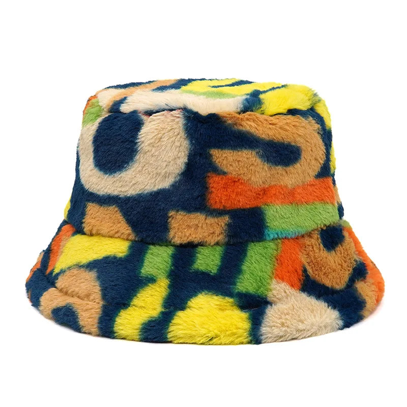 Vintage Faux Fur Bucket Hat Stylish Women’s Hat in Various Designs-Bucket Hats-Arimonz-Muti 5-One Size 22in-Arimonz