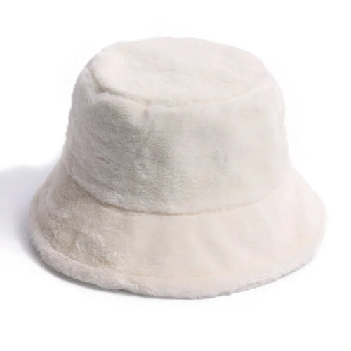 Vintage Faux Fur Bucket Hat Stylish Women’s Hat in Various Designs-Bucket Hats-Arimonz-Solid 3-One Size 22in-Arimonz