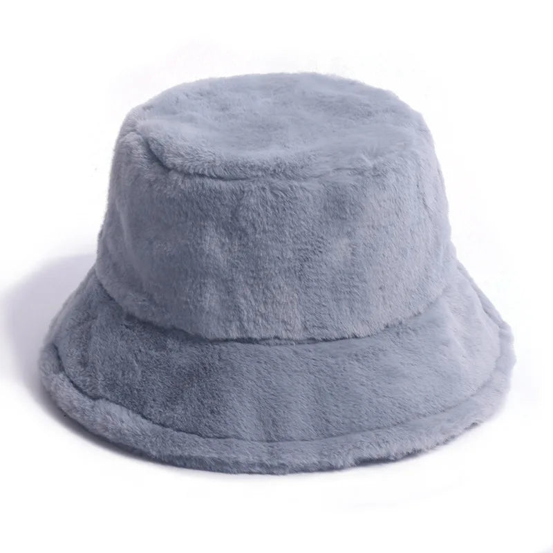 Vintage Faux Fur Bucket Hat Stylish Women’s Hat in Various Designs-Bucket Hats-Arimonz-Solid 4-One Size 22in-Arimonz