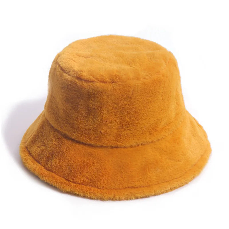 Vintage Faux Fur Bucket Hat Stylish Women’s Hat in Various Designs-Bucket Hats-Arimonz-Solid 5-One Size 22in-Arimonz