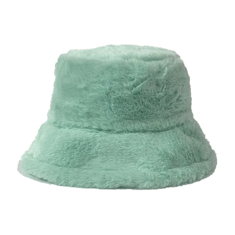 Vintage Faux Fur Bucket Hat Stylish Women’s Hat in Various Designs-Bucket Hats-Arimonz-Solid 7-One Size 22in-Arimonz