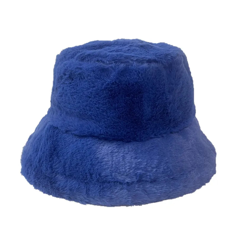 Vintage Faux Fur Bucket Hat Stylish Women’s Hat in Various Designs-Bucket Hats-Arimonz-Solid 8-One Size 22in-Arimonz