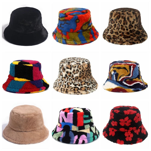 Vintage Faux Fur Bucket Hat Stylish Women’s Hat in Various Designs-Bucket Hats-Arimonz-Arimonz