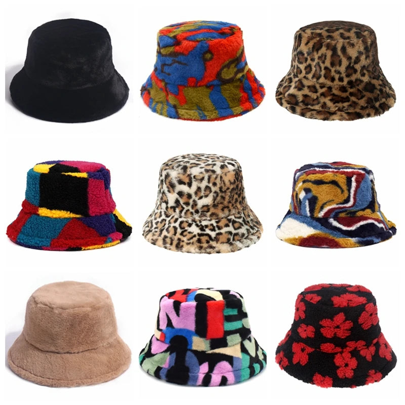 Vintage Faux Fur Bucket Hat Stylish Women’s Hat in Various Designs-Bucket Hats-Arimonz-Arimonz