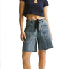 Vintage High-Waist Distressed Denim Shorts with Frayed Hem and Pockets-Denim Shorts-Arimonz-Blue-S-Arimonz