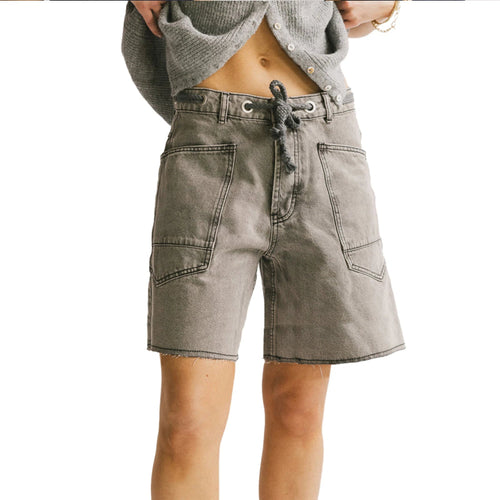 Vintage High-Waist Distressed Denim Shorts with Frayed Hem and Pockets-Denim Shorts-Arimonz-Light Grey-S-Arimonz