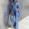 Vintage Loose Outfit Fashion Long Sleeve Shirt and Straight Leg Pants-Wear To Work Sets-Arimonz-Arimonz