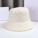 Vintage Plaid Bucket Hat Ultra Light Down Cotton Panama Winter Cap-Bucket Hats-Arimonz-Arimonz