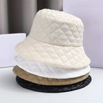 Vintage Plaid Bucket Hat Ultra Light Down Cotton Panama Winter Cap-Bucket Hats-Arimonz-Arimonz