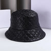 Vintage Plaid Bucket Hat Ultra Light Down Cotton Panama Winter Cap-Bucket Hats-Arimonz-black-21-22in-Arimonz