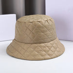 Vintage Plaid Bucket Hat Ultra Light Down Cotton Panama Winter Cap-Bucket Hats-Arimonz-khaki-21-22in-Arimonz