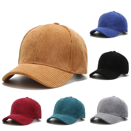 Vintage Solid Corduroy Baseball Cap Adjustable Snapback Outdoor Hat-Women's Caps-Arimonz-Arimonz