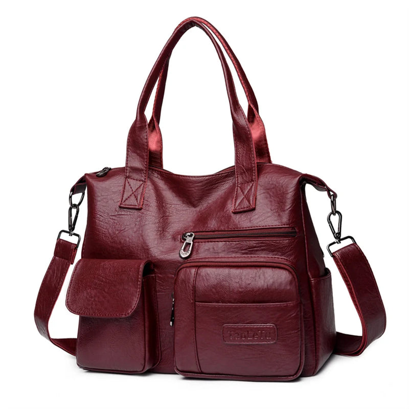 Vintage Style Shoulder Bag for Women PU Leather Big Casual Tote Handbag-Handbags-Arimonz-Arimonz