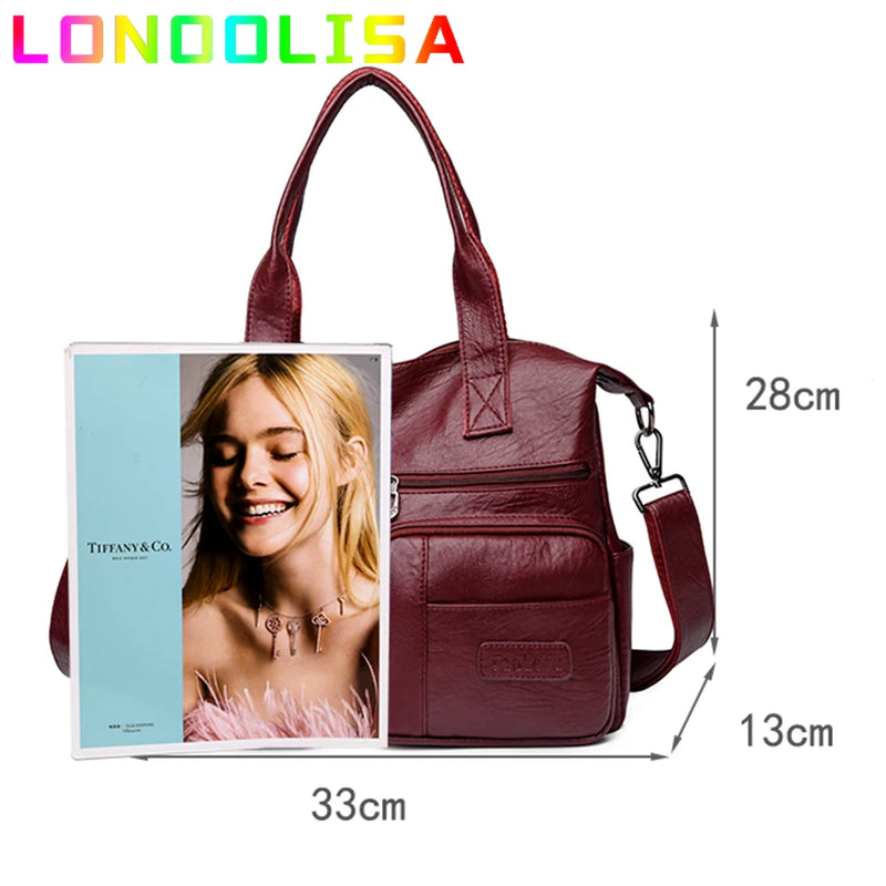 Vintage Style Shoulder Bag for Women PU Leather Big Casual Tote Handbag-Handbags-Arimonz-Arimonz