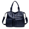 Vintage Style Shoulder Bag for Women PU Leather Big Casual Tote Handbag-Handbags-Arimonz-Blue-Arimonz