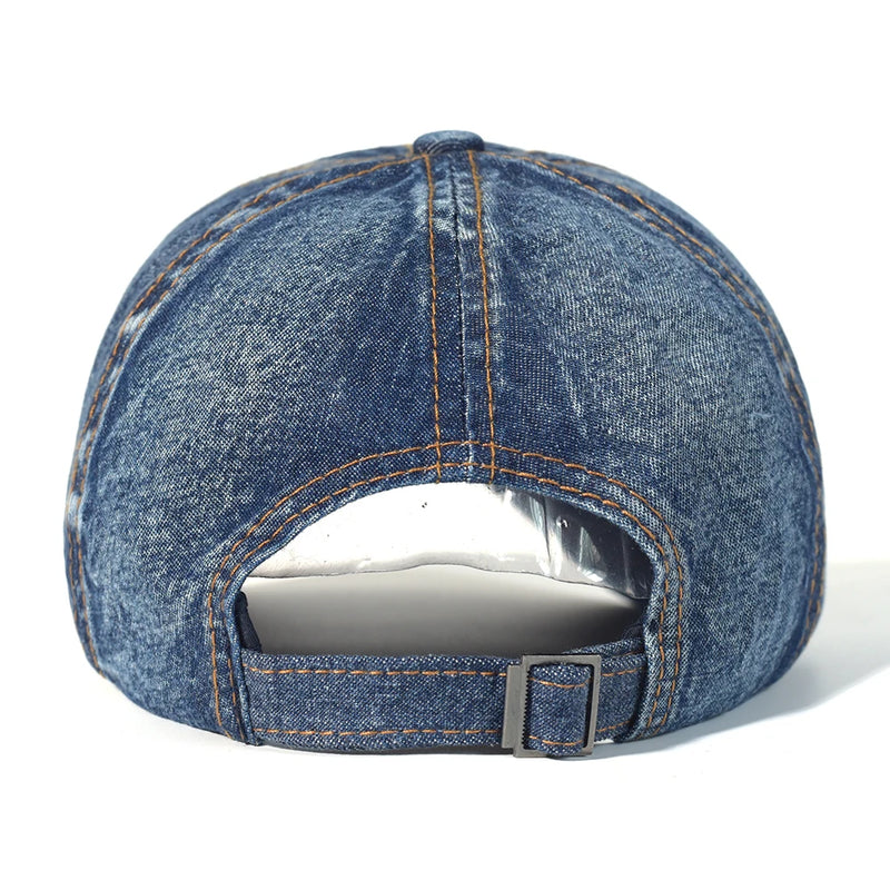 Vintage Washed Cotton Baseball Cap Women Denim Dad Hat Adjustable Cap-Women's Caps-Arimonz-Arimonz