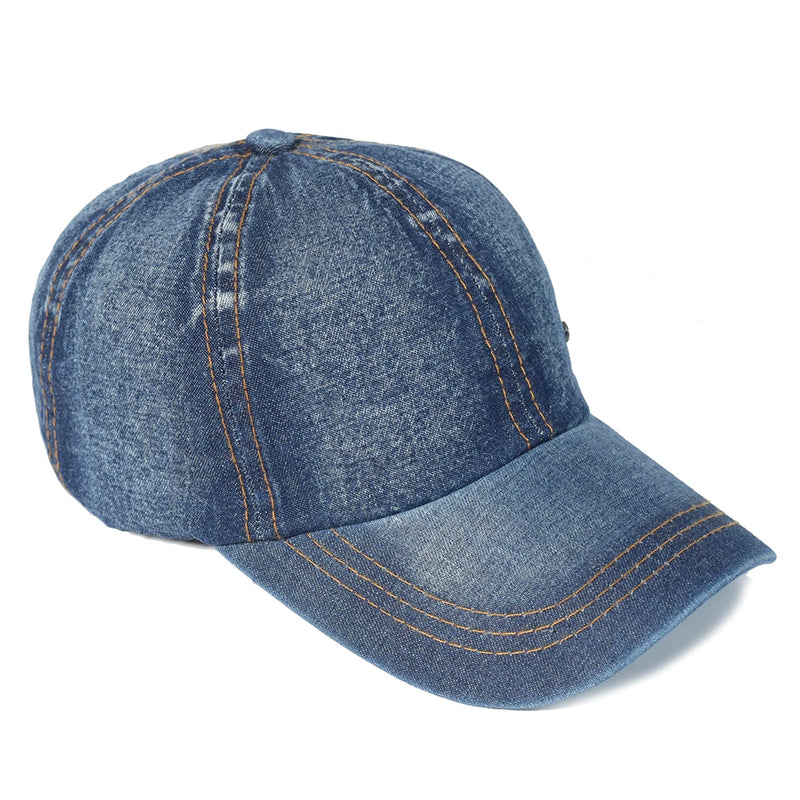 Vintage Washed Cotton Baseball Cap Women Denim Dad Hat Adjustable Cap-Women's Caps-Arimonz-Arimonz