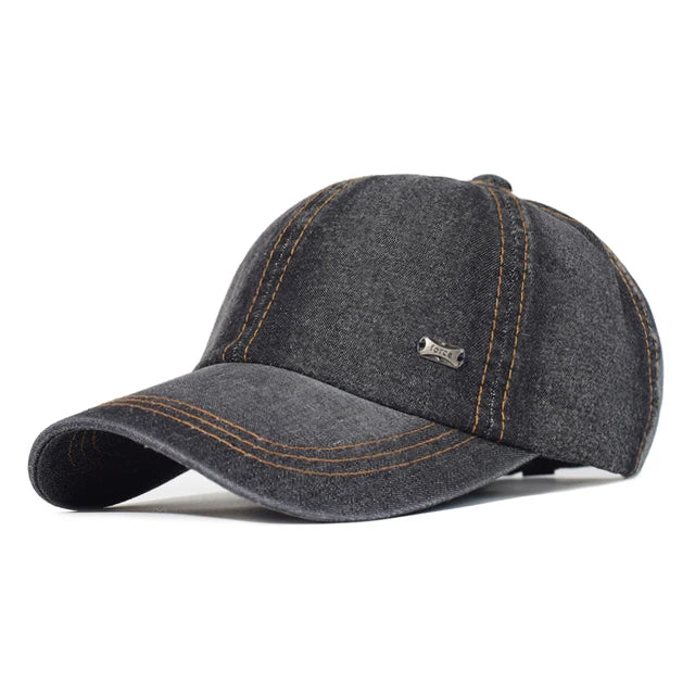 Vintage Washed Cotton Baseball Cap Women Denim Dad Hat Adjustable Cap-Women's Caps-Arimonz-Black-One Size-Arimonz